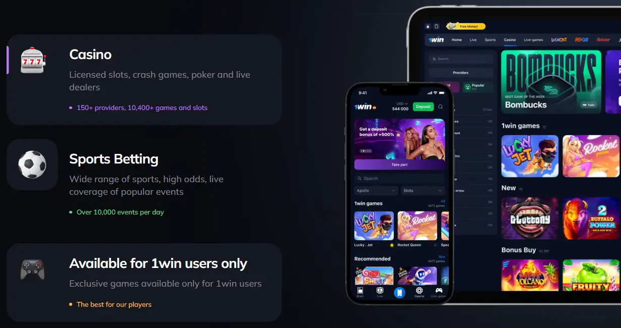 1win affiliate program: casino, sports betting on mobile devices.